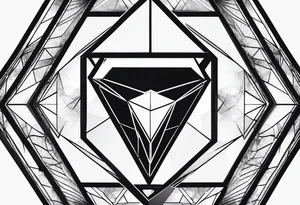 black hexagon diamond heart with tattoo idea