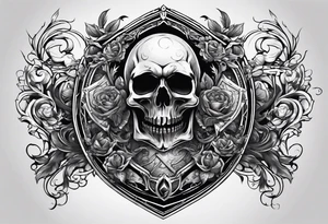 death figures inside a shield tattoo idea