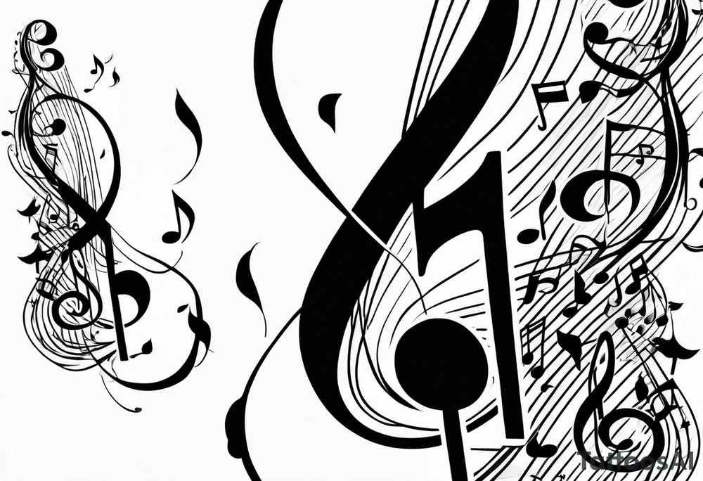 Musical notes burning tattoo idea