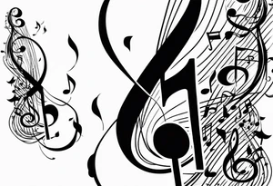 Musical notes burning tattoo idea
