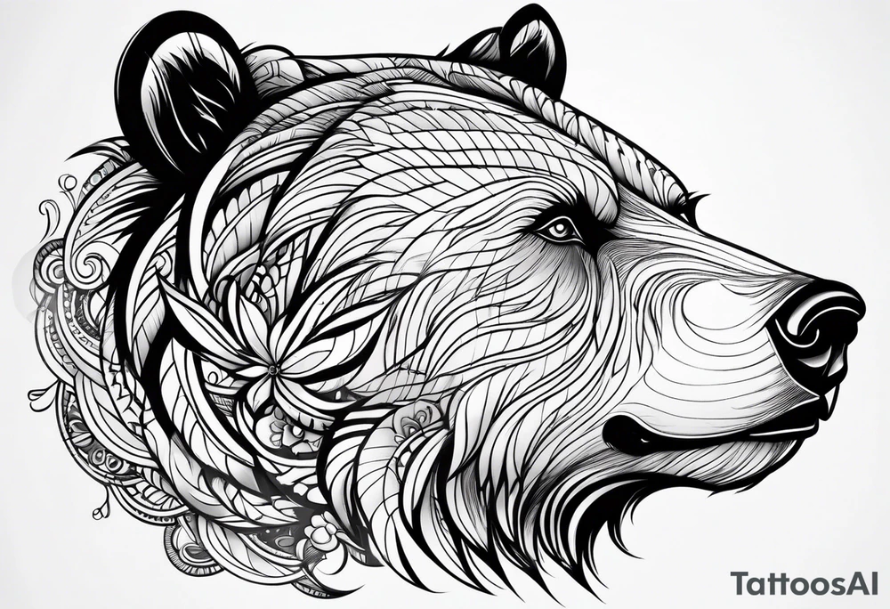 Simple female bear face tattoo idea