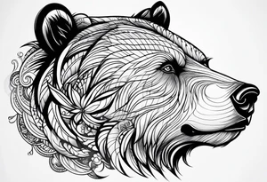 Simple female bear face tattoo idea