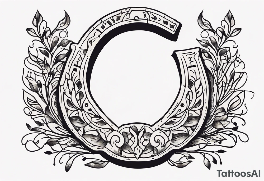 Simple horseshoe with much notes in it tattoo idea