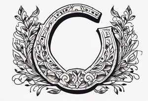 Simple horseshoe with much notes in it tattoo idea