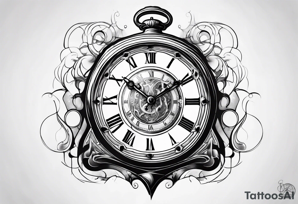 The Dali artist melting clock in a geometric style tattoo idea