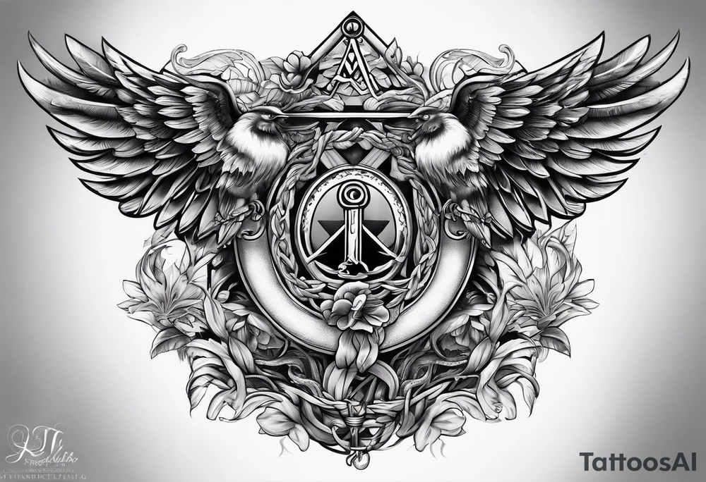 Masonic staff of caduceus tattoo idea
