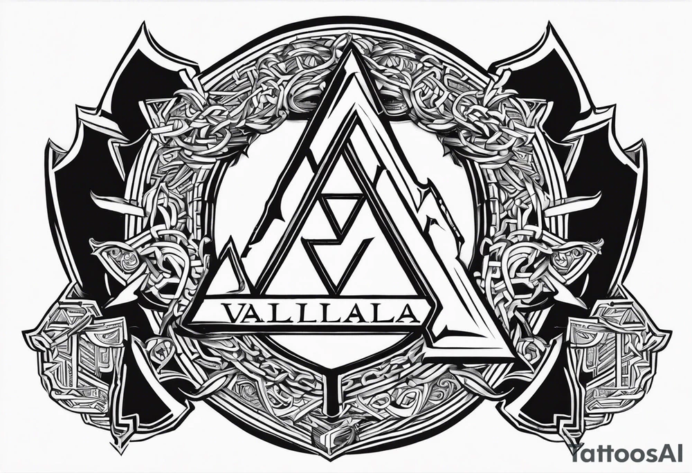 Valhalla steps shield sword axe Valknut chains tattoo idea Valhalla steps shield sword axe Valknut chains tattoo idea