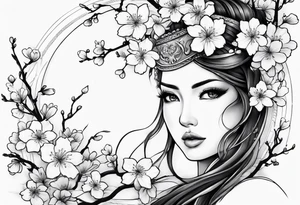 Full sleeve design with cherry blossoms tattoo idea