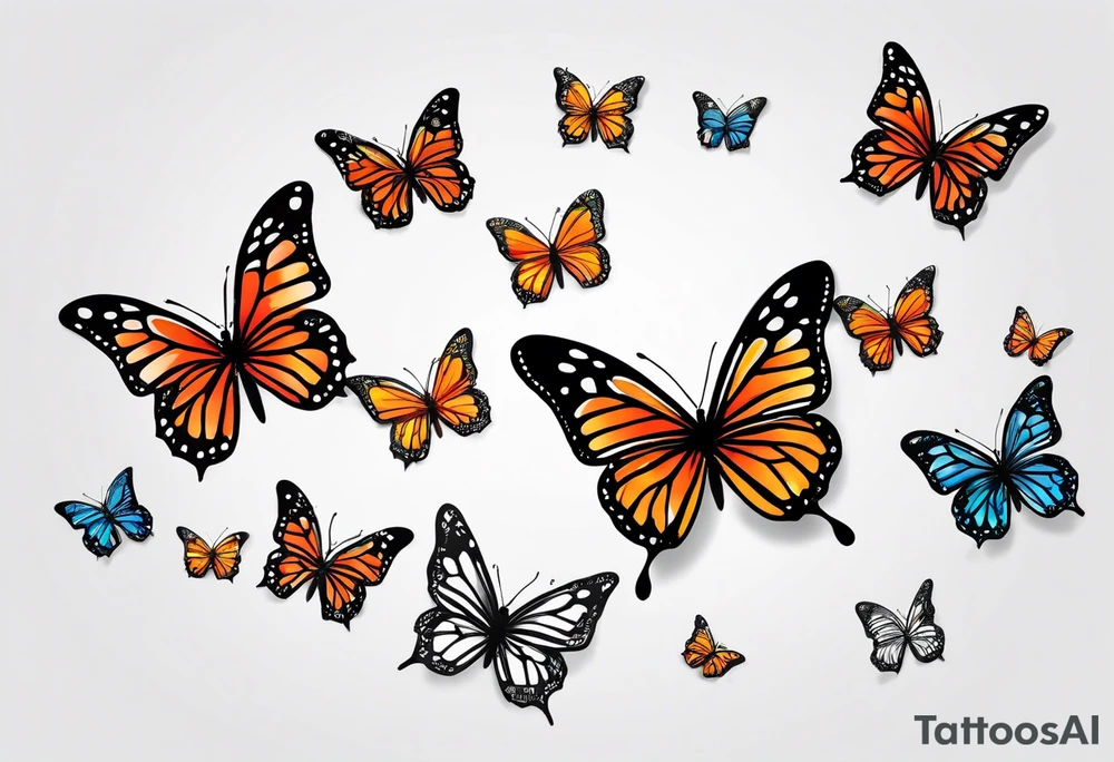 tiny butterflies trailing tattoo idea