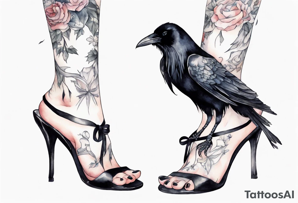 raven wearing a white ribbon around her foot tattoo idea raven wearing a white ribbon around her foot tattoo idea