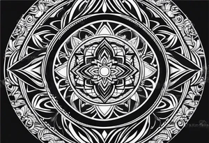 upper arm geometric circles with filipino tribal tattoo idea