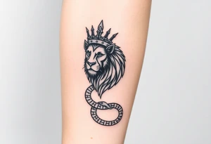 Lion with Egyptian crown and snake. More detailed tattoo idea