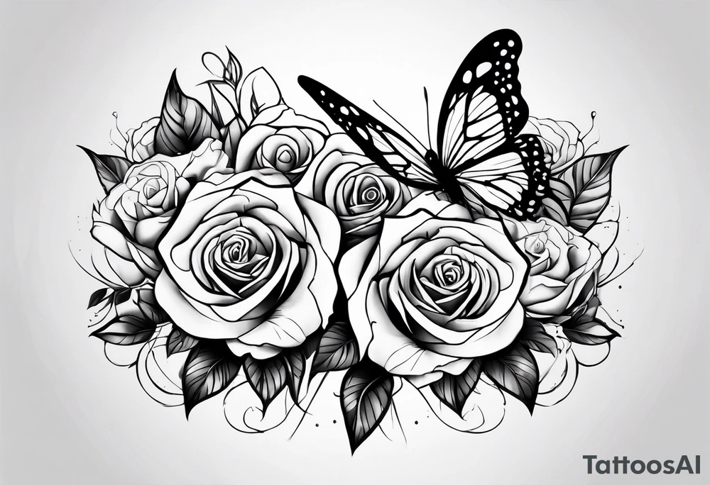 Butterfly roses as wings tattoo idea