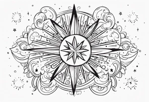 mexican sun stars and moon. Mirrored with swirls and dots and stars tattoo idea