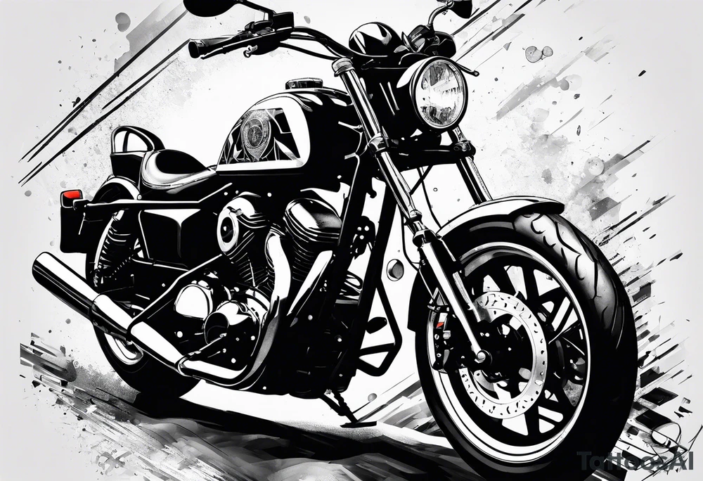 motorcycle riding at night in the city tattoo idea