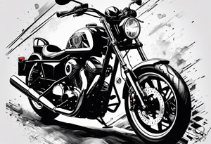 motorcycle riding at night in the city tattoo idea