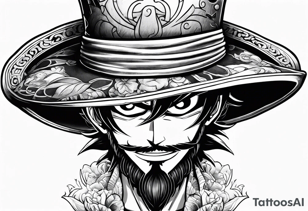 Luffy's Hat on top of the handle of Ichigos zampakuto tattoo idea