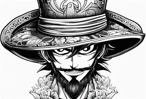 Luffy's Hat on top of the handle of Ichigos zampakuto tattoo idea