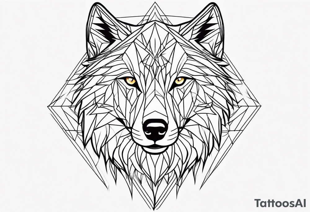geometric wolf pattern tattoo idea