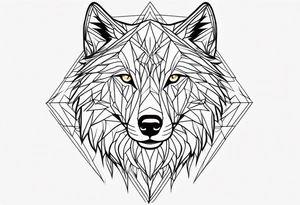geometric wolf pattern tattoo idea