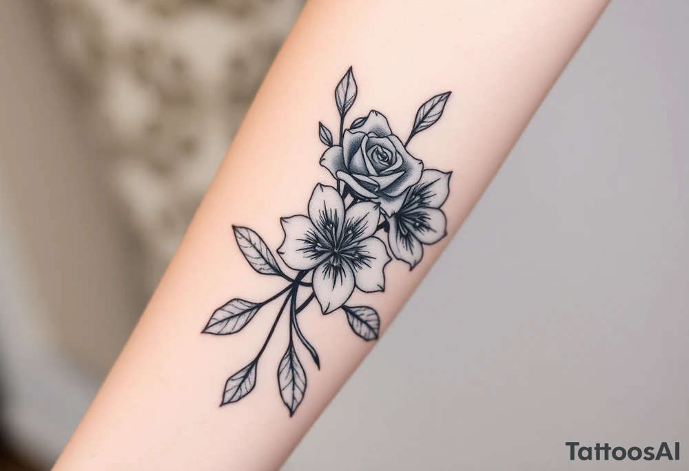 roses and lilies tattoo idea