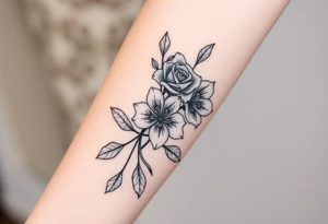 roses and lilies tattoo idea