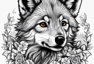 2 wolf cubs adoring and cute tattoo idea