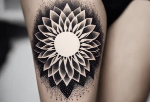 simple sunshine shape made of dots, looks like sun's rays are radiating from centre tattoo idea