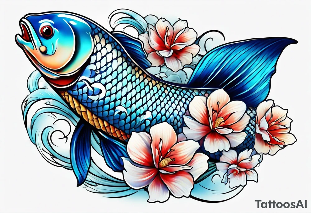 Blue Koi fish tattoo idea
