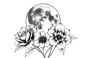 Flowers in front of the moon tattoo idea