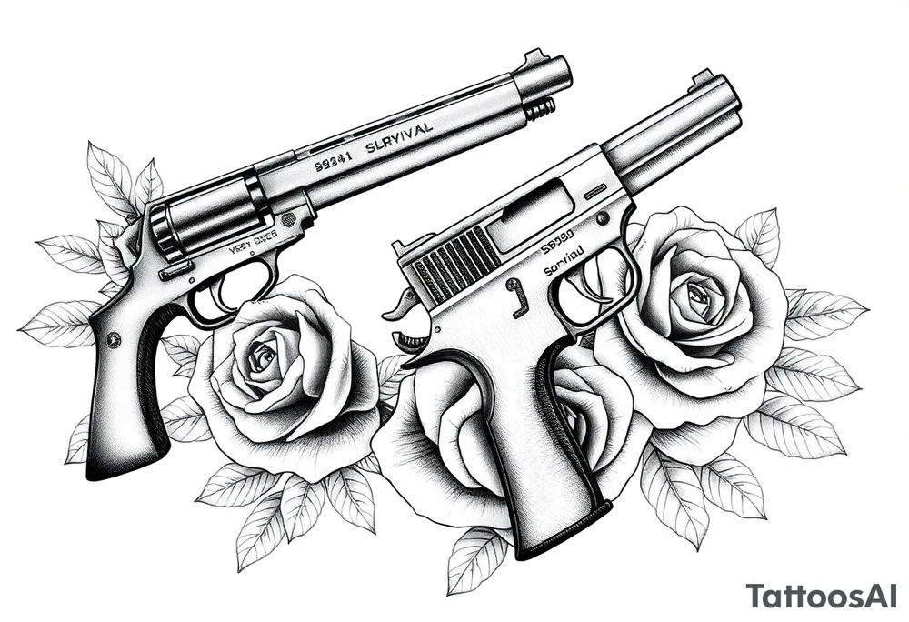 Guns, roses, survival tattoo idea
