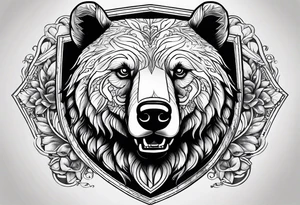 Bear head in the middle of a sheild tattoo idea