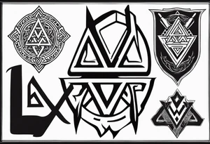 Valhalla sword shield axe Valknut fog tattoo idea