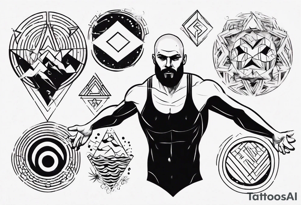 man swimming, no details tattoo idea