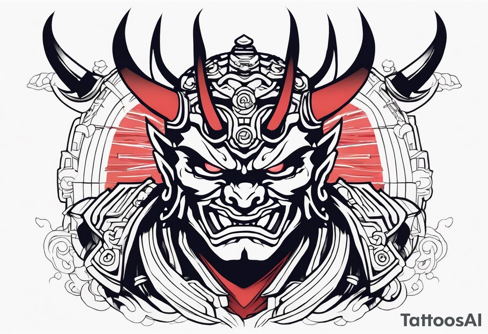 Cyber oni samurai tattoo idea