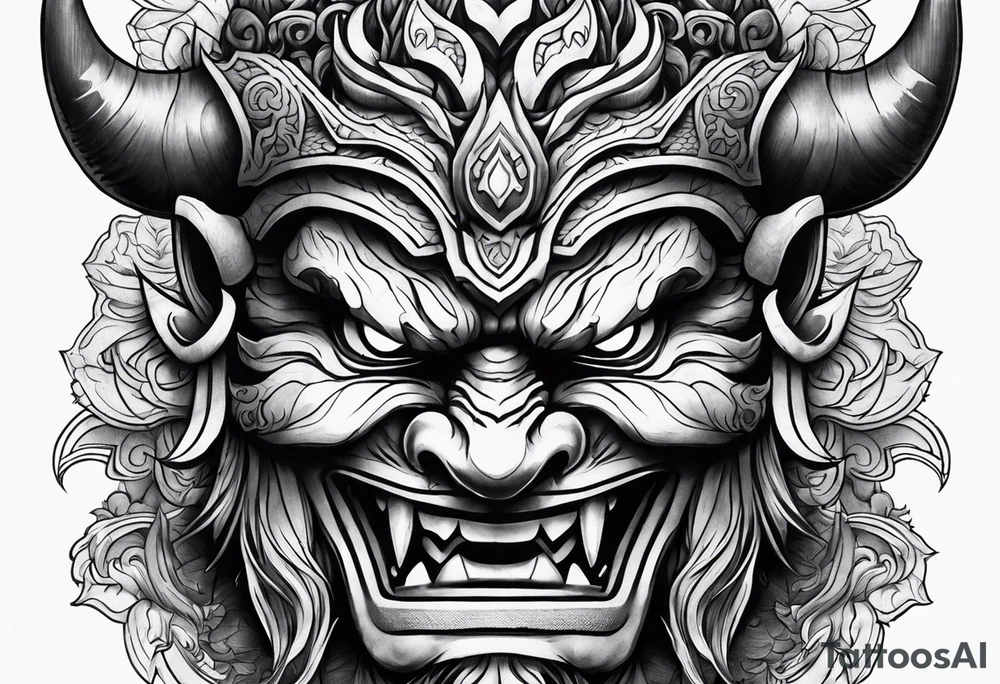 Oni mask tattoo idea
