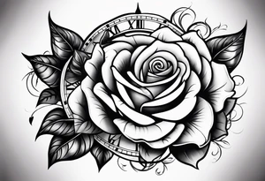 Rose and clock tattoo idea