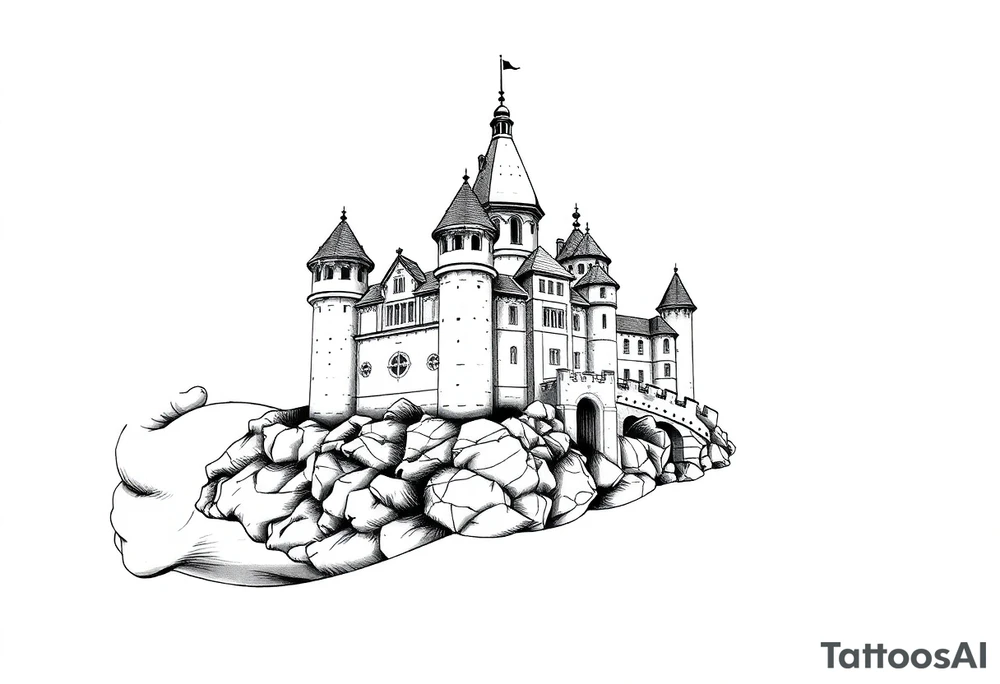 Germanic castle tattoo idea