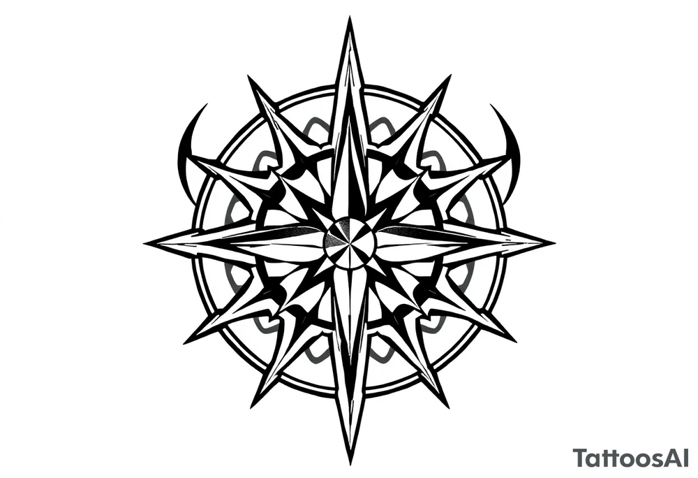 Simple Double layered compass rose tattoo idea