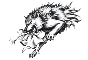 Big bad wolf chasing little red riding hood tattoo idea