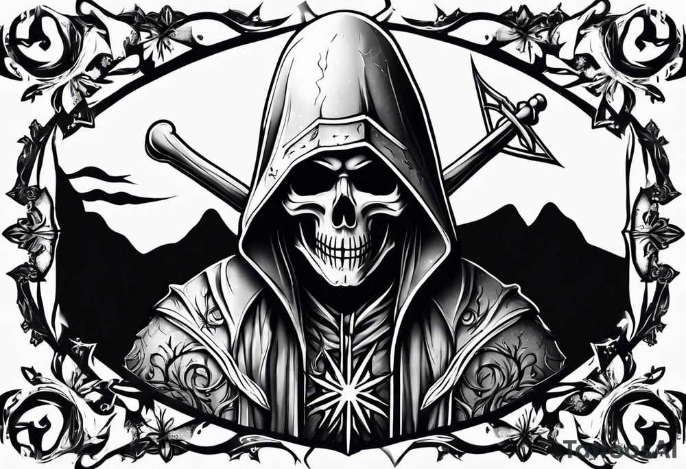 Grim reaper snow flake tattoo idea
