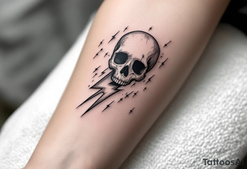 Thunderstorms with music symbol tattoo idea