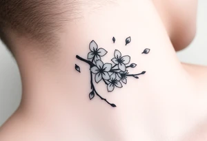 delicate cherry blossoms swirling in spring breeze with petals tattoo idea