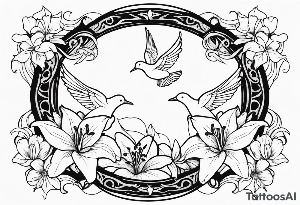 doves and lilies tattoo idea