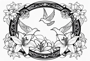 doves and lilies tattoo idea