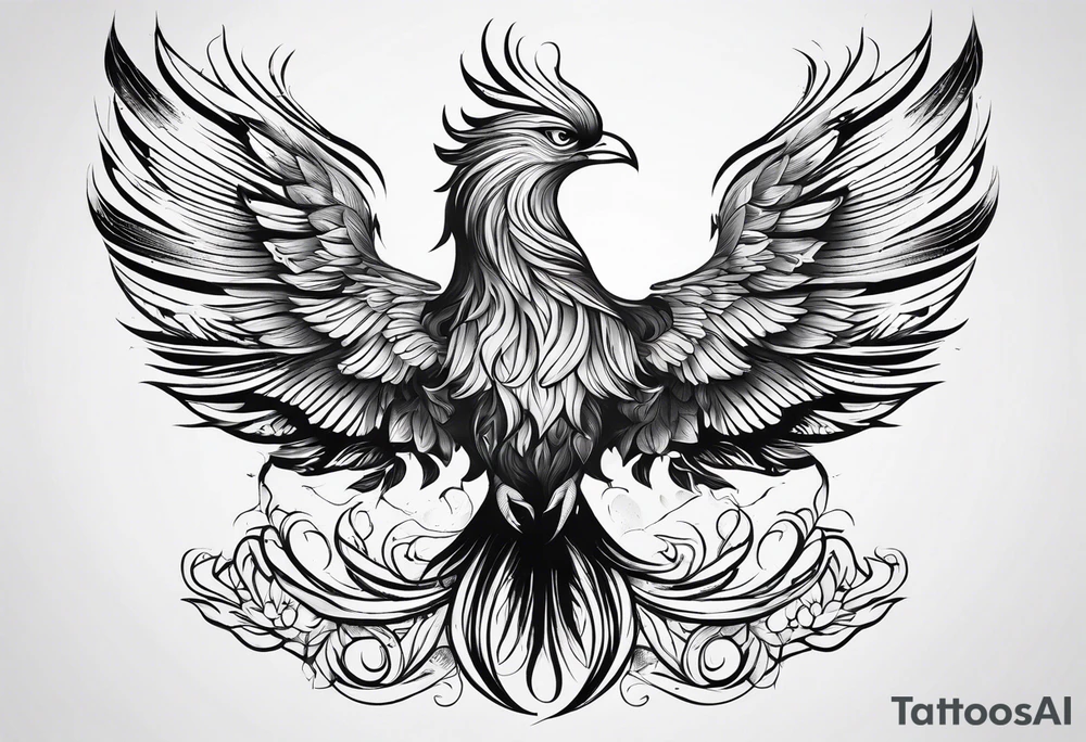 phoenix  minimaliste. trait de crayon. tattoo idea