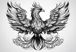 phoenix  minimaliste. trait de crayon. tattoo idea