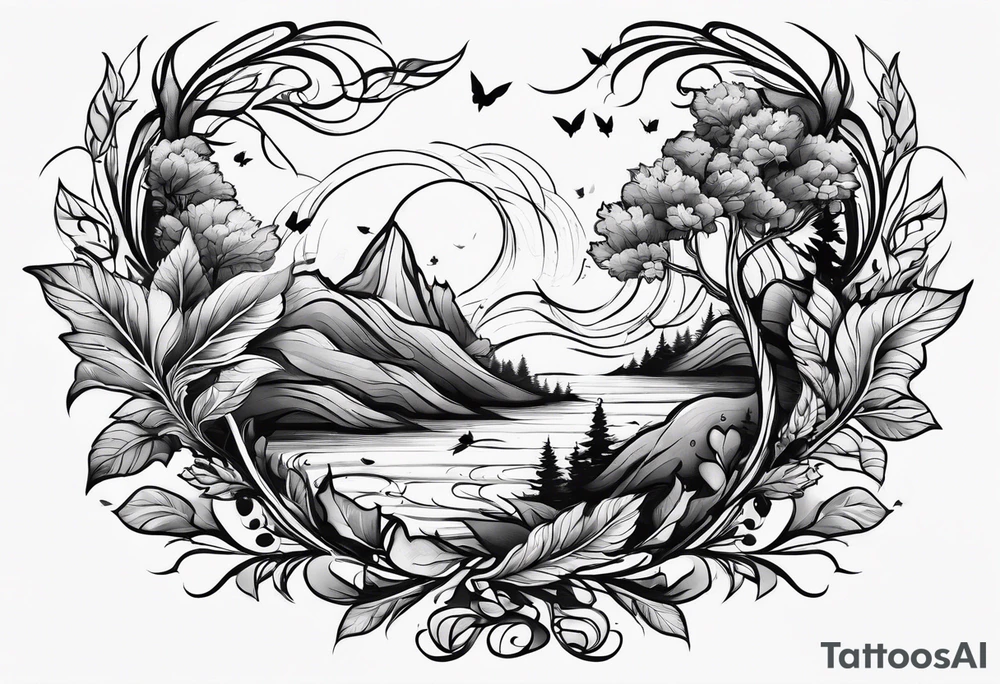 Leaves blown in the wind tattoo idea