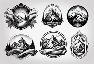 flexed bicep with road cycle and a mountain tattoo idea