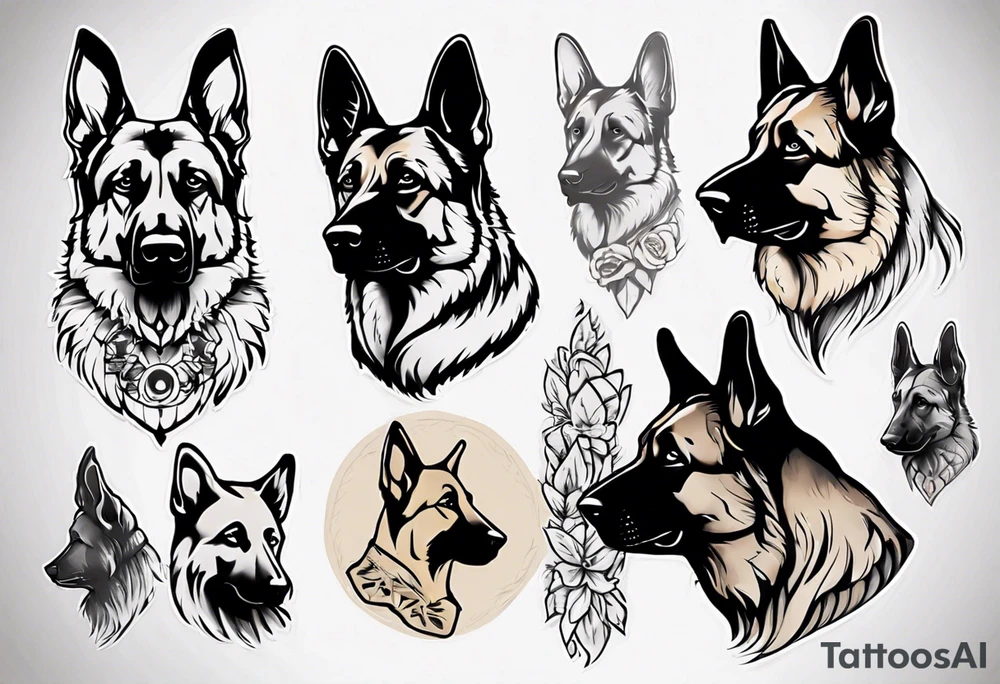 German shepherd profile tattoo idea